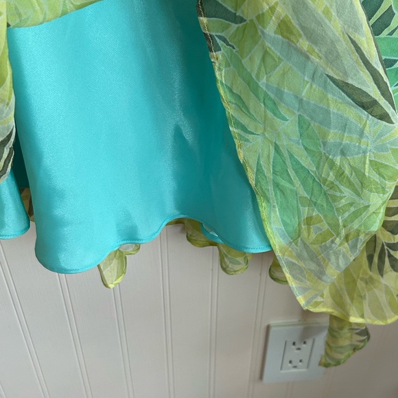 Vintage 90s Tropical Silk Asymmetrical Hem Dress Laundry by Shelli Segal - Picture 4 of 8